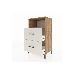 Hyperion Komodin Tek Raflı 2 Çekmeceli 60x44x106 Çam-aytaşı