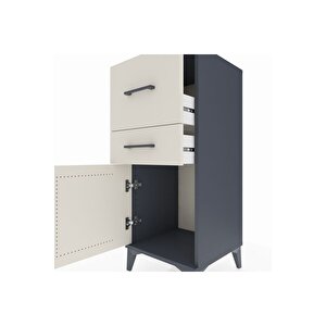 Hyperion Komodin 2 Çekmeceli Tek Kapaklı 44x44x106 Antrasit-aytaşı