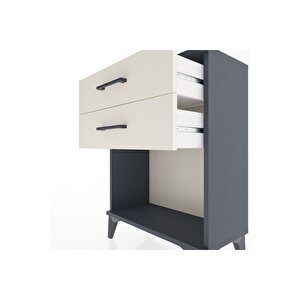 Arges Komodin 2 Çekmeceli 60x30x80 Antrasit-aytaşı