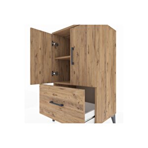 Hyperion Komodin 2 Raflı Tek Çekmeceli 2 Kapaklı 60x44x106 Çam-çam