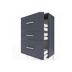 Arges Komodin 3 Çekmeceli 60x30x96 Antrasit-antrasit