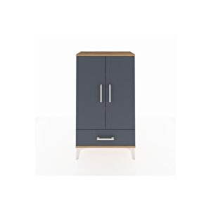 Arges Komodin 3 Raflı Tek Çekmeceli 2 Kapaklı 60x30x106 Çam-antrasit