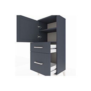 Arges Komodin 2 Raflı 2 Çekmeceli Tek Kapaklı 44x30x106 Antrasit-antrasit