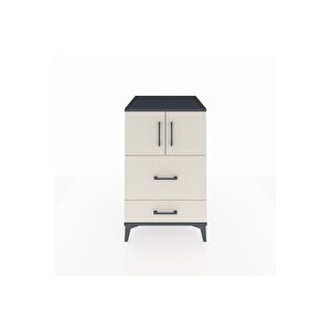 Kronos Komodin Tek Raflı 2 Çekmeceli 2 Kapaklı 60x59x96 Antrasit-aytaşı