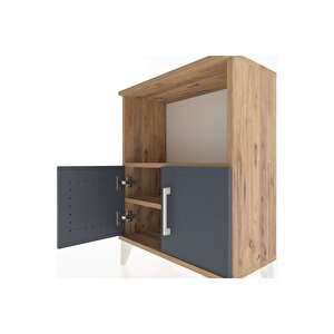 Arges Komodin 2 Raflı 2 Kapaklı 60x30x80 Çam-antrasit