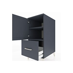 Kronos Komodin 2 Raflı Tek Çekmeceli Tek Kapaklı 44x59x96 Antrasit-antrasit