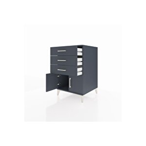 Kronos Komodin 3 Çekmeceli 2 Kapaklı 60x59x96 Antrasit-antrasit