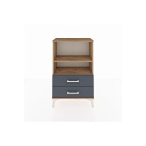 Arges Komodin 2 Raflı 2 Çekmeceli 60x30x96 Çam-antrasit
