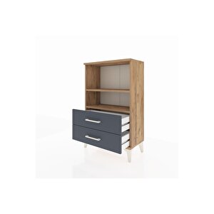 Arges Komodin 2 Raflı 2 Çekmeceli 60x30x96 Çam-antrasit