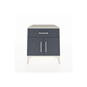 Kronos Komodin Tek Raflı Tek Çekmeceli 2 Kapaklı 60x59x64 Aytaşı-antrasit