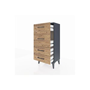 Arges Komodin 4 Çekmeceli 44x30x96 Antrasit-çam