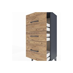 Arges Komodin 3 Çekmeceli 44x30x96 Antrasit-çam