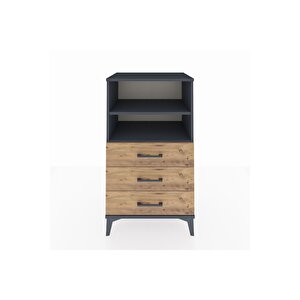Hyperion Komodin 2 Raflı 3 Çekmeceli 60x44x106 Antrasit-çam