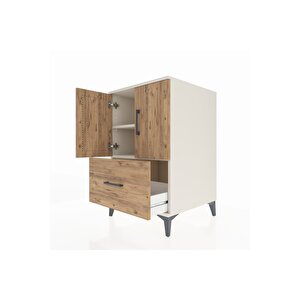 Kronos Komodin 2 Raflı Tek Çekmeceli 2 Kapaklı 60x59x96 Aytaşı-çam