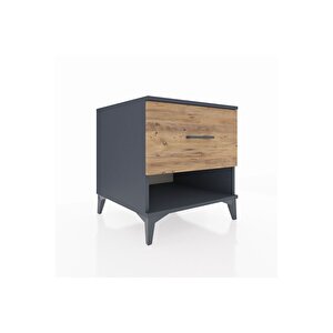 Kronos Komodin Tek Çekmeceli 60x59x64 Antrasit-çam