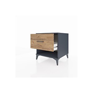 Kronos Komodin Tek Çekmeceli 60x59x64 Antrasit-çam