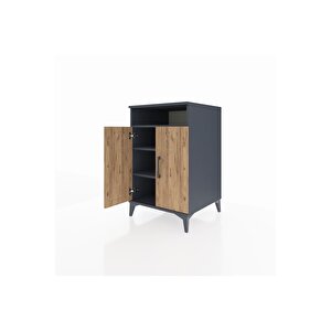 Kronos Komodin 3 Raflı 2 Kapaklı 60x59x96 Antrasit-çam