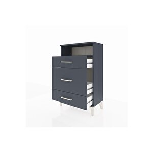 Arges Komodin Tek Raflı 3 Çekmeceli 60x30x96 Antrasit-antrasit