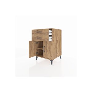 Kronos Komodin Tek Raflı 2 Çekmeceli 2 Kapaklı 60x59x96 Çam-çam