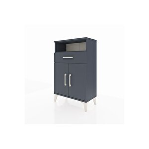 Arges Komodin 2 Raflı Tek Çekmeceli 2 Kapaklı 60x30x96 Antrasit-antrasit