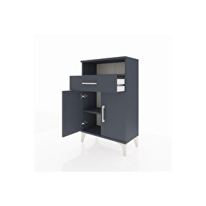 Arges Komodin 2 Raflı Tek Çekmeceli 2 Kapaklı 60x30x96 Antrasit-antrasit