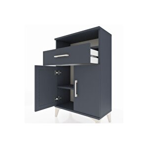 Arges Komodin 2 Raflı Tek Çekmeceli 2 Kapaklı 60x30x96 Antrasit-antrasit