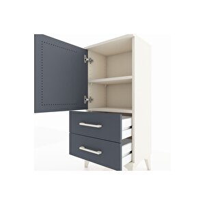 Arges Komodin 2 Raflı 2 Çekmeceli Tek Kapaklı 44x30x96 Aytaşı-antrasit