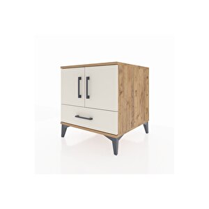 Kronos Komodin 2 Raflı Tek Çekmeceli 2 Kapaklı 60x59x64 Çam-aytaşı