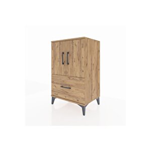 Hyperion Komodin 2 Raflı Tek Çekmeceli 2 Kapaklı 60x44x96 Çam-çam