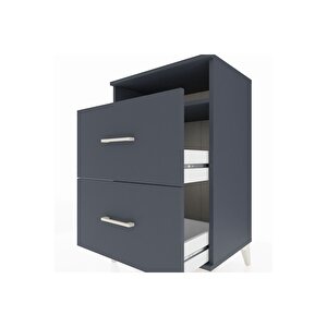 Hyperion Komodin Tek Raflı 2 Çekmeceli 60x44x96 Antrasit-antrasit