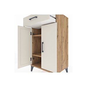 Hyperion Komodin 2 Raflı Tek Çekmeceli 2 Kapaklı 60x44x106 Çam-aytaşı