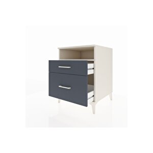 Kronos Komodin Tek Raflı 2 Çekmeceli 60x59x80 Aytaşı-antrasit