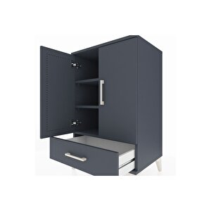 Hyperion Komodin 3 Raflı Tek Çekmeceli 2 Kapaklı 60x44x96 Antrasit-antrasit