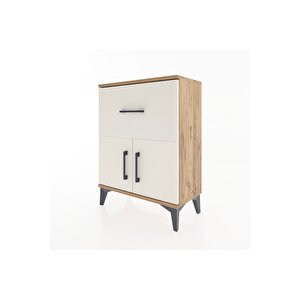 Arges Komodin Tek Raflı Tek Çekmeceli 2 Kapaklı 60x30x80 Çam-aytaşı