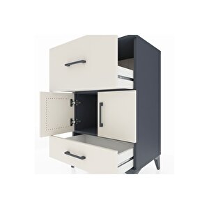 Hyperion Komodin Tek Raflı 2 Çekmeceli 2 Kapaklı 60x44x96 Antrasit-aytaşı