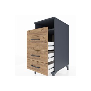 Kronos Komodin Tek Raflı 3 Çekmeceli 44x59x96 Antrasit-çam