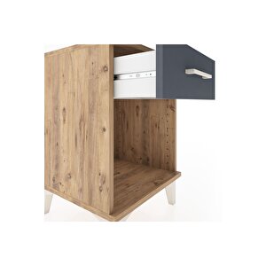 Hyperion Komodin Tek Çekmeceli 44x44x64 Çam-antrasit