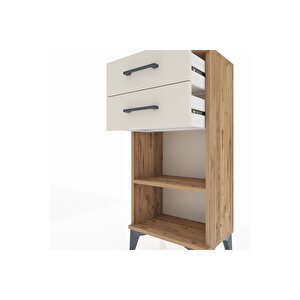 Arges Komodin Tek Raflı 2 Çekmeceli 44x30x96 Çam-aytaşı