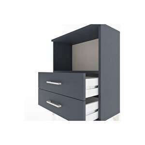 Arges Komodin Tek Raflı 2 Çekmeceli 60x30x80 Antrasit-antrasit