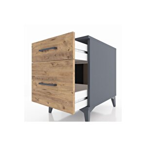 Kronos Komodin Tek Çekmeceli 44x59x64 Antrasit-çam