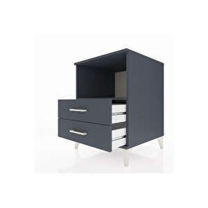 Kronos Komodin Tek Raflı 2 Çekmeceli 60x59x80 Antrasit-antrasit
