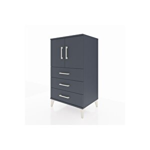 Hyperion Komodin 2 Raflı 3 Çekmeceli 2 Kapaklı 60x44x106 Antrasit-antrasit