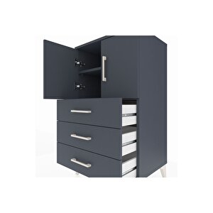 Hyperion Komodin 2 Raflı 3 Çekmeceli 2 Kapaklı 60x44x106 Antrasit-antrasit