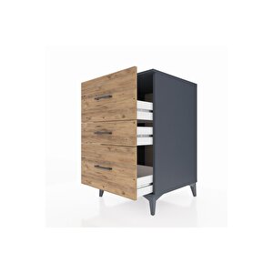 Kronos Komodin 3 Çekmeceli 60x59x96 Antrasit-çam