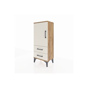Arges Komodin 2 Raflı 2 Çekmeceli Tek Kapaklı 44x30x106 Çam-aytaşı