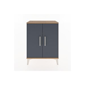 Arges Komodin 2 Raflı 2 Kapaklı 60x30x80 Çam-antrasit