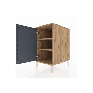 Kronos Komodin 2 Raflı Tek Kapaklı 44x59x80 Çam-antrasit