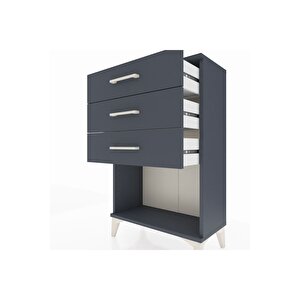 Arges Komodin 3 Çekmeceli 60x30x96 Antrasit-antrasit