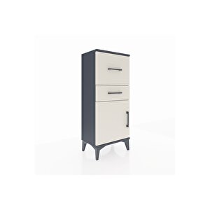 Arges Komodin Tek Raflı 2 Çekmeceli Tek Kapaklı 44x30x106 Antrasit-aytaşı