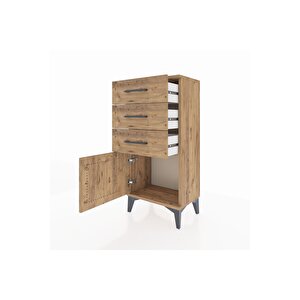 Arges Komodin 3 Çekmeceli Tek Kapaklı 44x30x96 Çam-çam
